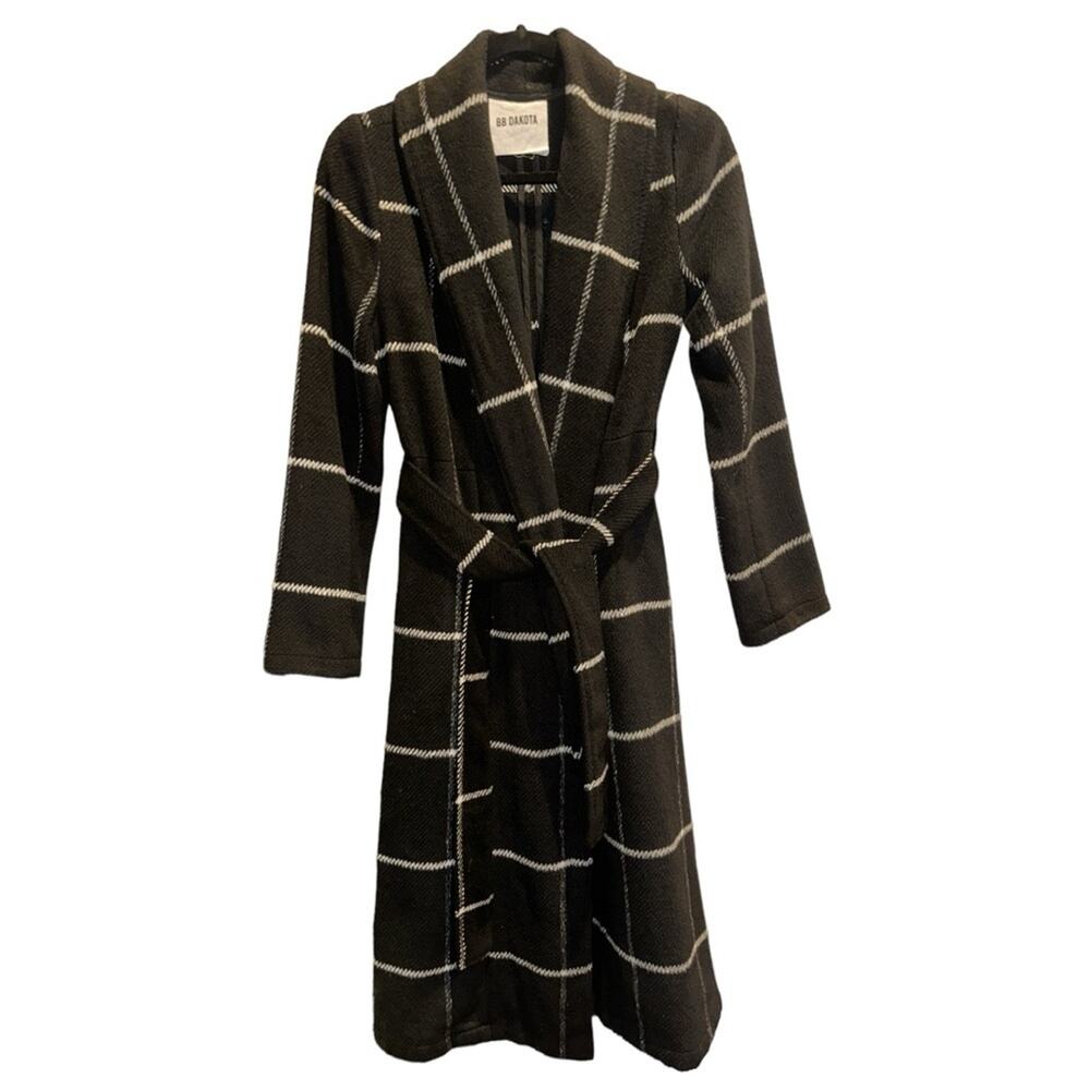BB DAKOTA Plaid A-Line Peacoat Size S